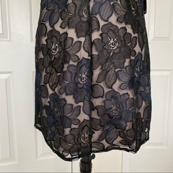 Express Black Embroidered Floral Mini Dress Womens Size Medium Tan Lining - Picture 7 of 16
